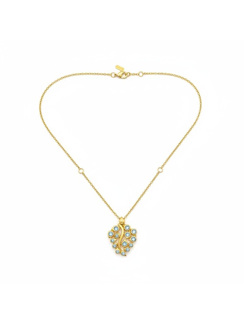 Hespera Gold-Tone 20" Aquamarine Botanical Pendant Necklace